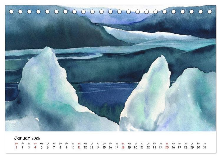 Produktbild: Landschaft in Aquarellfarbe (Tischkalender 2026 DIN A5 quer), CALVENDO Monatskalender