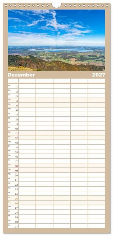 Produktbild: Familienplaner 2027 - Wanderparadies Bayerische Alpen mit 5 Spalten (Wandkalender, 21 x 45 cm) CALVENDO
