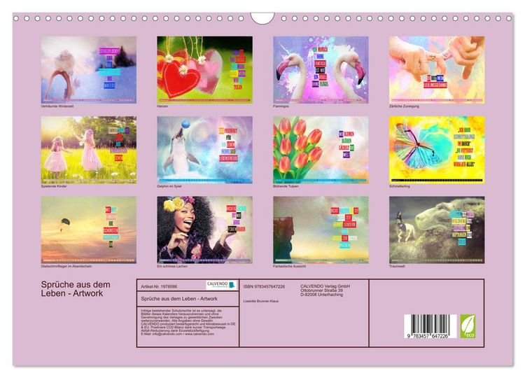 Produktbild: Spr&uuml;che aus dem Leben - Artwork (Wandkalender 2026 DIN A3 quer), CALVENDO Monatskalender