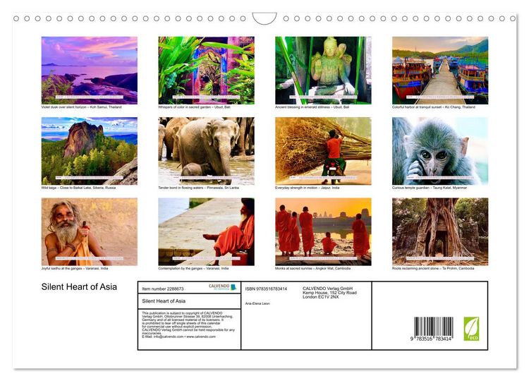 Produktbild: Silent Heart of Asia (Wall Calendar 2027 DIN A3 landscape), CALVENDO 12 Month Wall Calendar