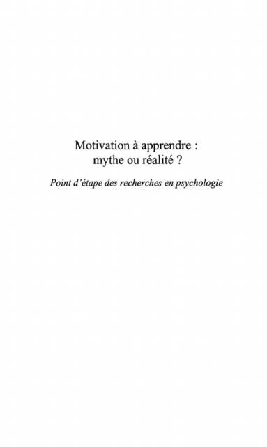 Produktbild: Motivation a apprendre: Mythe ou realite ?