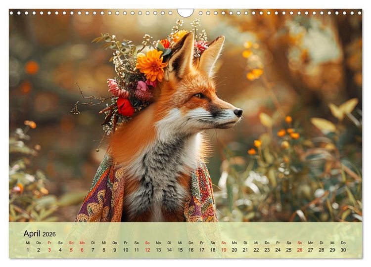 Produktbild: Fuchsige Eskapaden. Reineke mit noblen Accessoires (Wandkalender 2026 DIN A3 quer), CALVENDO Monatskalender