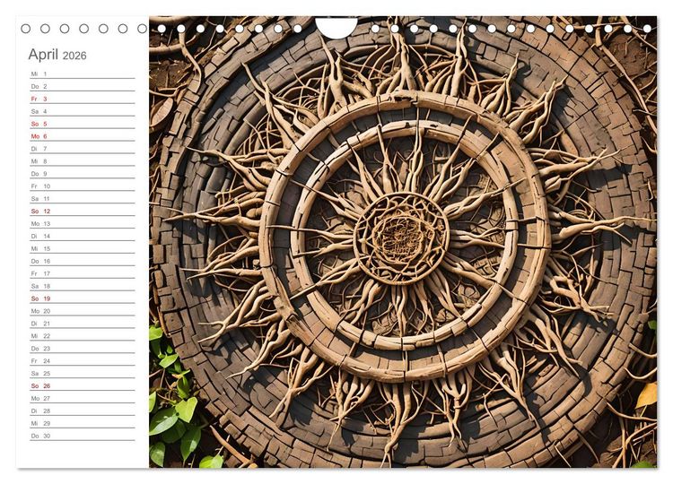 Produktbild: Natural Mandalas - Kraftvolle KI Mandalas aus Naturmaterialien (Wandkalender 2026 DIN A4 quer), CALVENDO Monatskalender