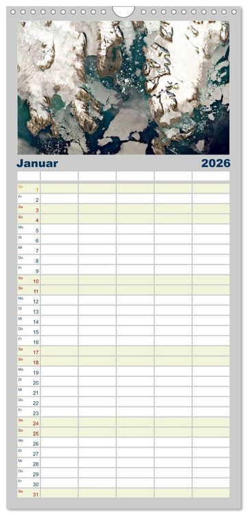 Produktbild: Familienplaner 2026 - Die Erde aus dem All mit 5 Spalten (Wandkalender, 21 x 45 cm) CALVENDO