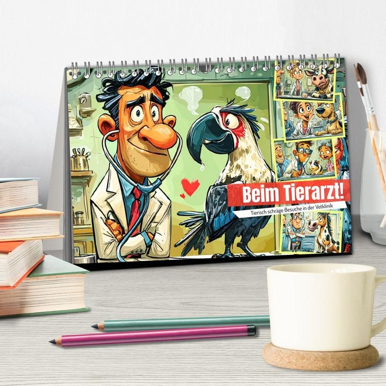 Produktbild: Beim Tierarzt! Tierisch schr&auml;ge Besuche in der Vetklinik (Tischkalender 2026 DIN A5 quer), CALVENDO Monatskalender