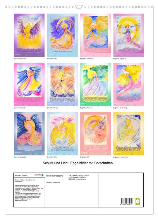 Produktbild: Schutz und Licht: Engelbilder mit Botschaften (Wandkalender 2026 DIN A2 hoch), CALVENDO Monatskalender