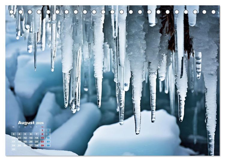 Produktbild: Schneekristalle und Eiszapfen Eisige Zeiten f&uuml;r alle Winterfans (Tischkalender 2026 DIN A5 quer), CALVENDO Monatskalender