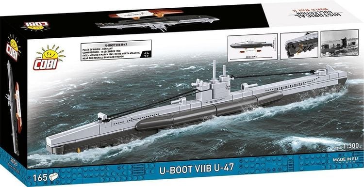 Produktbild: COBI Historical Collection 4858 - U-Boot VIIB U-47, WWII, Bausatz 1:300, Klemmbausteine 165 Teile