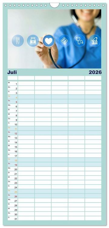 Produktbild: Familienplaner 2026 - Im Dienst der Gesundheit - Krankenpflege mit 5 Spalten (Wandkalender, 21 x 45 cm) CALVENDO