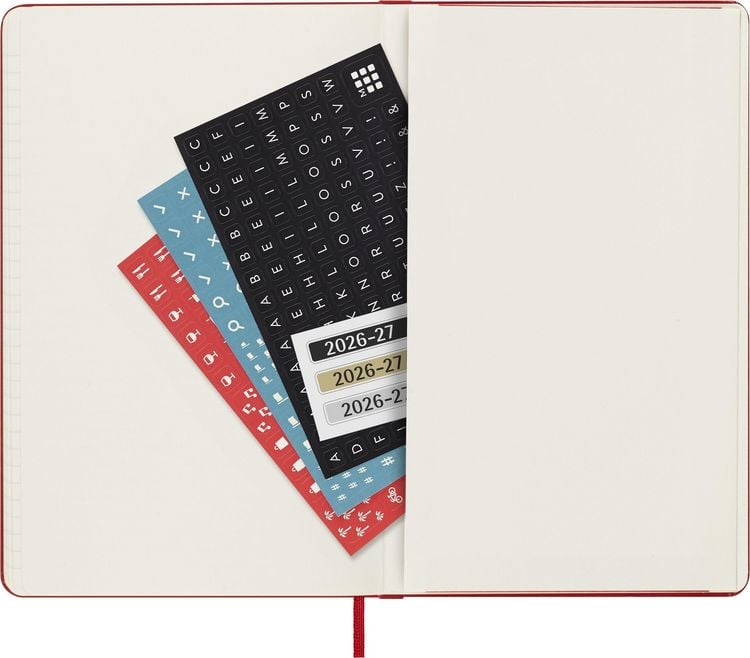 Produktbild: Moleskine 18 Monate Wochen Notizkalender 2026/2027, L/A5, 1 Wo = 1 Seite, Rechts linierte Seite, Fester Einband, Scharlachrot