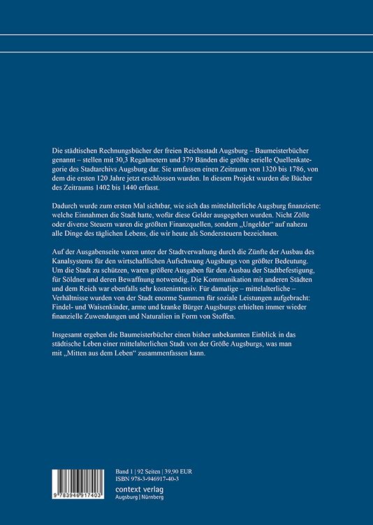 Produktbild: Die Augsburger Baumeisterb&uuml;cher 1402 &ndash; 1440