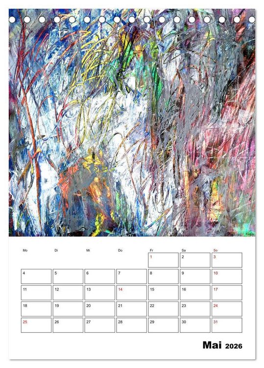 Produktbild: Ungeb&auml;ndigt frei - Abstrakte Malerei - dynamische Linien in leuchtenden Farbr&auml;umen (Tischkalender 2026 DIN A5 hoch), CALVENDO Monatskalender