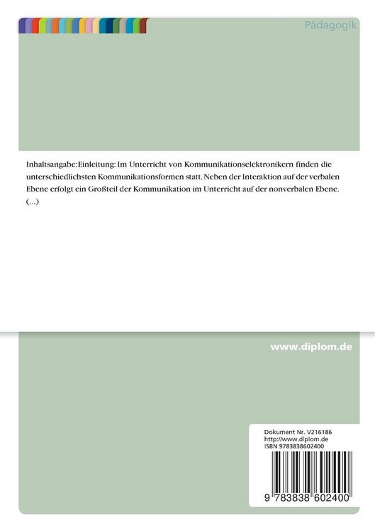 Produktbild: Untersuchung des verbalen Verhaltens von Sch&uuml;lern und Lehrern im Unterricht von Kommunikationselektronikern anhand des Interaktionsanalysesystems nach Ned. A. Flanders