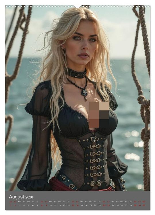 Produktbild: Pirate princesses (High Quality Premium Wall Calendar 2026 DIN A2 portrait),CALVENDO 12 Month Wall Calendar
