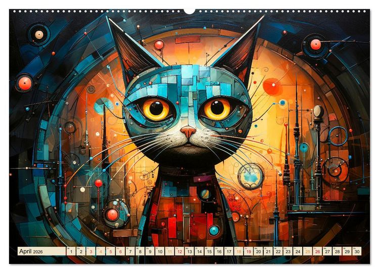 Produktbild: Katzen - die Nacht erwacht (hochwertiger Premium Wandkalender 2026 DIN A2 quer), Kunstdruck in Hochglanz