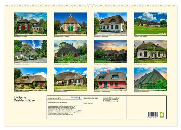 Produktbild: Idyllische Reetdachh&auml;user (Wandkalender 2026 DIN A2 quer), CALVENDO Monatskalender