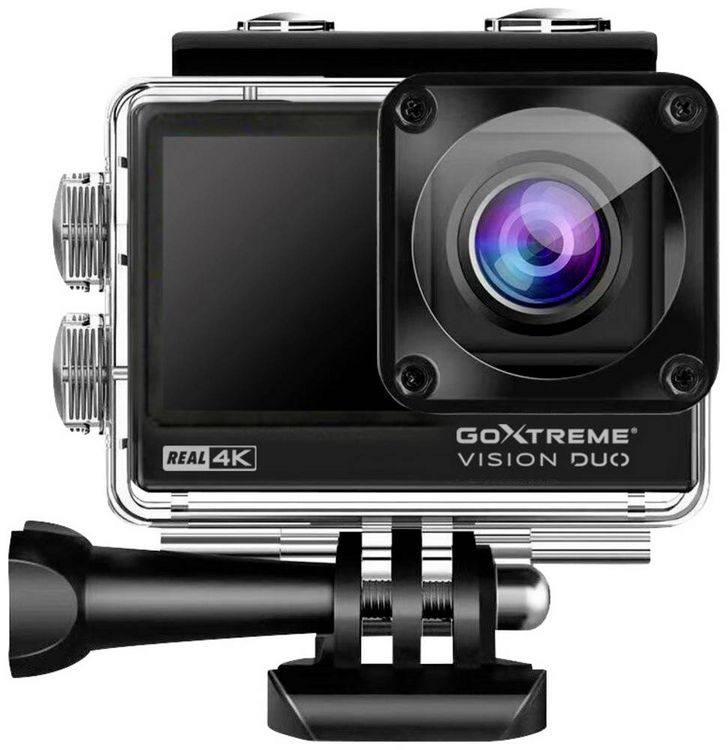 Produktbild: GoXtreme GoXtreme Vision Duo 4K Action Cam 4K, Dual-Display, Spritzwassergesch&uuml;tzt, Staubgesch&uuml;tzt, Wasserfest, WLAN, Zeitraffer