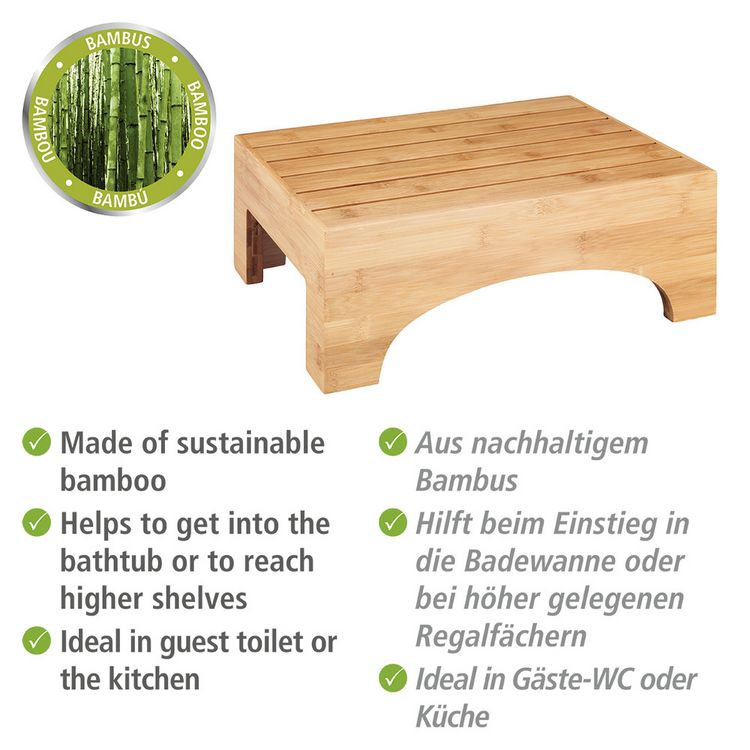 Produktbild: Badschemel Mod. Bambusa aus Bambus, praktischer Tritt