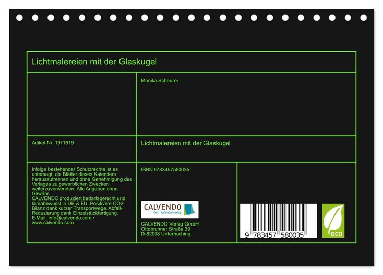 Produktbild: Lichtmalereien mit der Glaskugel (Tischkalender 2026 DIN A5 quer), CALVENDO Monatskalender