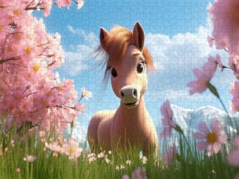 Produktbild: CALVENDO Puzzle Pony Dreamy unter bl&uuml;henden B&auml;umen | 2000 Teile Lege-Gr&ouml;&szlig;e 90x67cm Foto-Puzzle f&uuml;r gl&uuml;ckliche Stunden