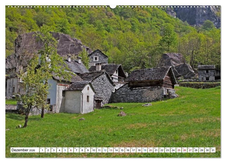 Produktbild: Tessin, Impressionen aus der Italienischen Schweiz (hochwertiger Premium Wandkalender 2026 DIN A2 quer), Kunstdruck in Hochglanz