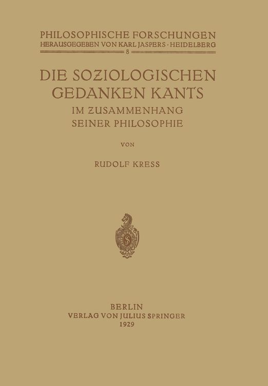 Produktbild: Die Soziologischen Gedanken Kants im Zusammenhang seiner Philosophie
