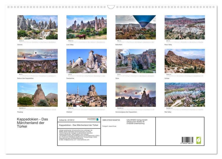Produktbild: Kappadokien - Das M&auml;rchenland der T&uuml;rkei (Wandkalender 2026 DIN A2 quer), CALVENDO Monatskalender