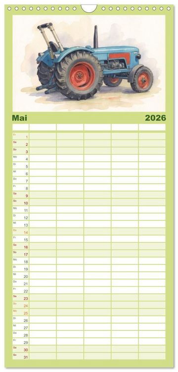 Produktbild: Familienplaner 2026 - Alte Schlepper in neuem Glanz mit 5 Spalten (Wandkalender, 21 x 45 cm) CALVENDO