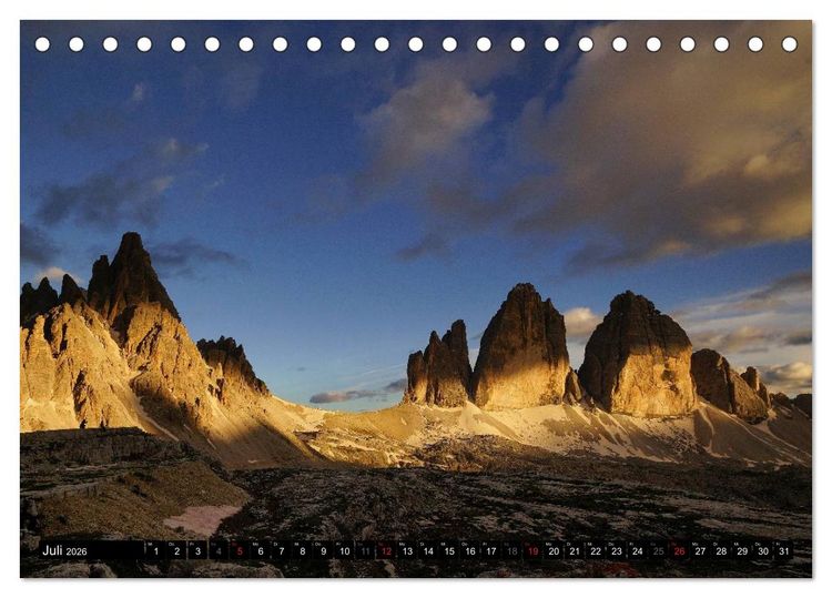 Produktbild: Die Drei Zinnen - Unesco Weltnaturerbe (Tischkalender 2026 DIN A5 quer), CALVENDO Monatskalender