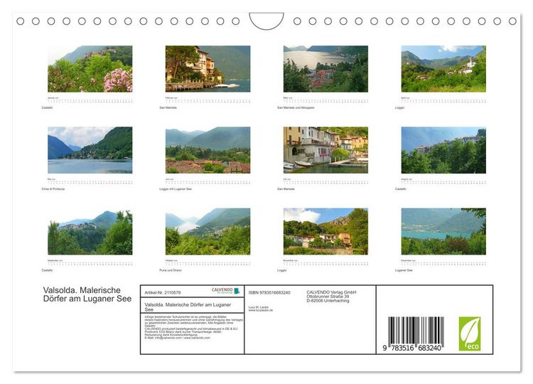Produktbild: Valsolda. Malerische D&ouml;rfer am Luganer See (Wandkalender 2026 DIN A4 quer), CALVENDO Monatskalender