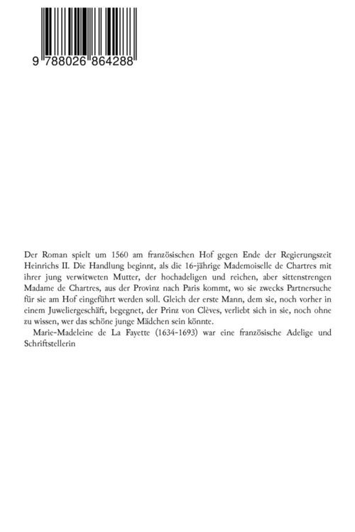 Produktbild: Die Prinzessin von Cleves (Historischer Roman)