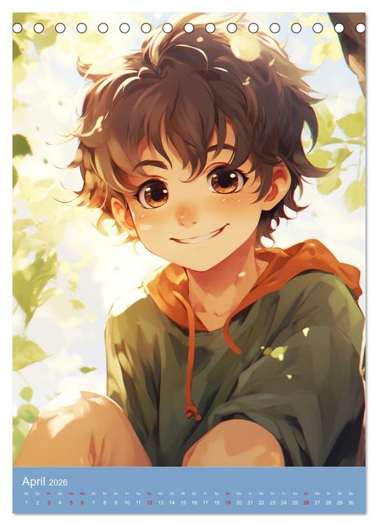 Produktbild: Manga-Boys. Die Abenteuer liebenswerter Jungs (Tischkalender 2026 DIN A5 hoch), CALVENDO Monatskalender