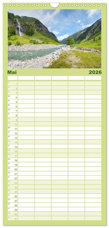 Produktbild: Familienplaner 2026 - Zillertal - Bergidylle rund um Mayrhofen 2026 mit 5 Spalten (Wandkalender, 21 x 45 cm) CALVENDO