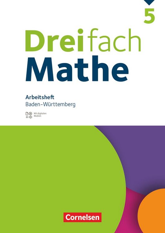Produktbild: Dreifach Mathe 5. Schuljahr. Baden-W&uuml;rttemberg - Arbeitsheft mit Medien und L&ouml;sungen