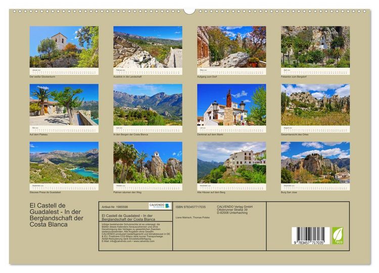 Produktbild: El Castell de Guadalest - In der Berglandschaft der Costa Blanca (hochwertiger Premium Wandkalender 2026 DIN A2 quer), Kunstdruck in Hochglanz