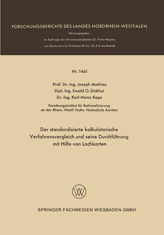 Produktbild: Der standardisierte kalkulatorische Verfahrensvergleich und seine Durchf&uuml;hrung mit Hilfe von Lochkarten