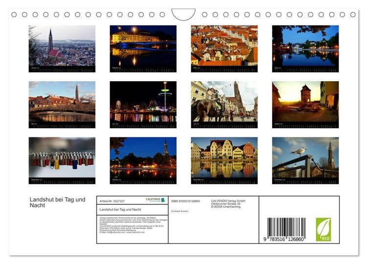 Produktbild: Landshut bei Tag und Nacht (Wandkalender 2026 DIN A4 quer), CALVENDO Monatskalender