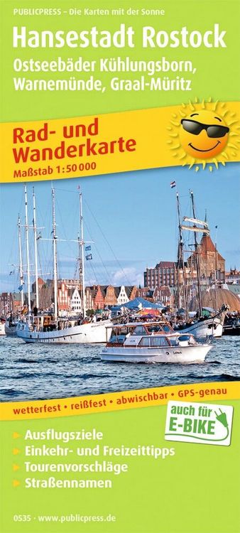 Produktbild: Publicpress Rad- und Wanderkarte Hansestadt Rostock, Ostseebad Warnem&uuml;nde 1:50.000