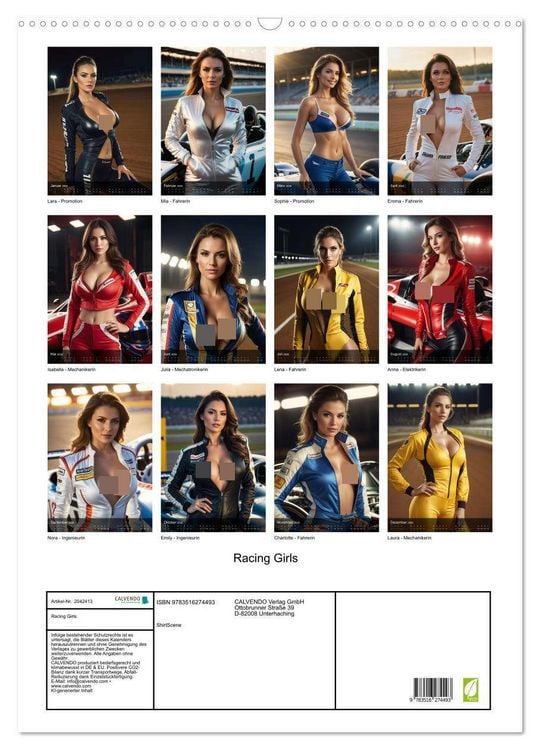 Produktbild: Racing Girls (Wandkalender 2026 DIN A2 hoch), CALVENDO Monatskalender