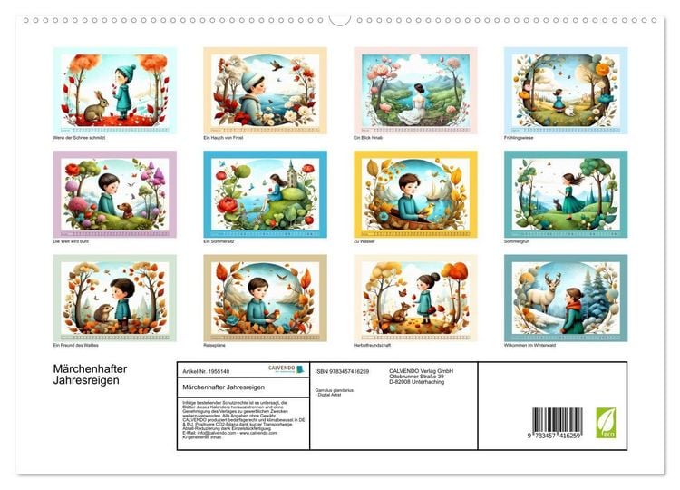 Produktbild: M&auml;rchenhafter Jahresreigen (hochwertiger Premium Wandkalender 2026 DIN A2 quer), Kunstdruck in Hochglanz