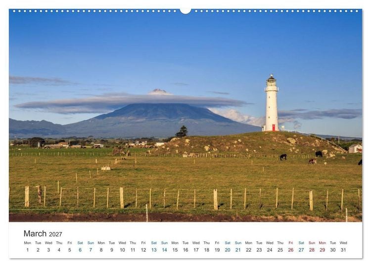 Produktbild: Lighthouses of New Zealand (High Quality Premium Wall Calendar 2027 DIN A2 landscape),CALVENDO 12 Month Wall Calendar