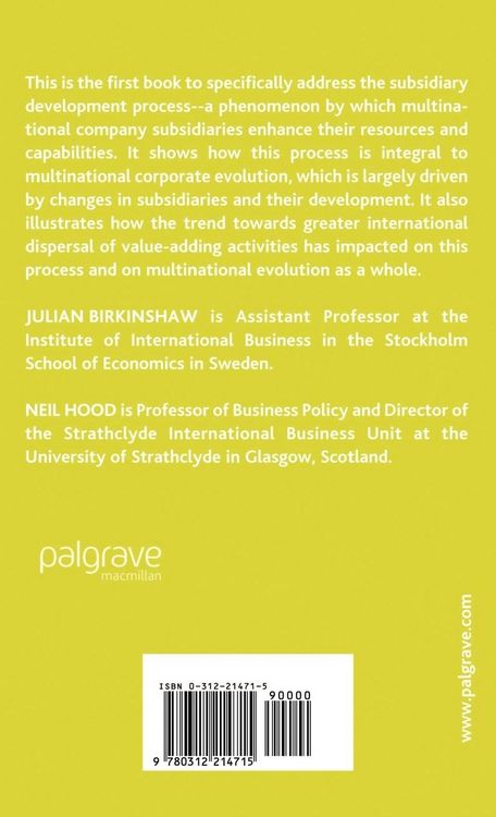 Produktbild: Multinational Corporate Evolution and Subsidiary Development
