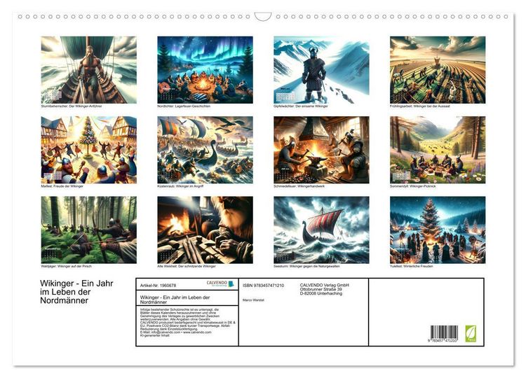 Produktbild: Wikinger - Ein Jahr im Leben der Nordm&auml;nner (Wandkalender 2026 DIN A2 quer), CALVENDO Monatskalender