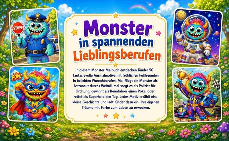 Produktbild: Monster Malbuch f&uuml;r Kinder ab 6 Jahren mit 50 sch&ouml;nen Ausmalmotiven