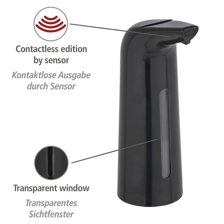 Produktbild: Sensor Desinfektionsmittel- und Seifenspender Mod. Larino Schwarz, automatischer Infrarot Spender