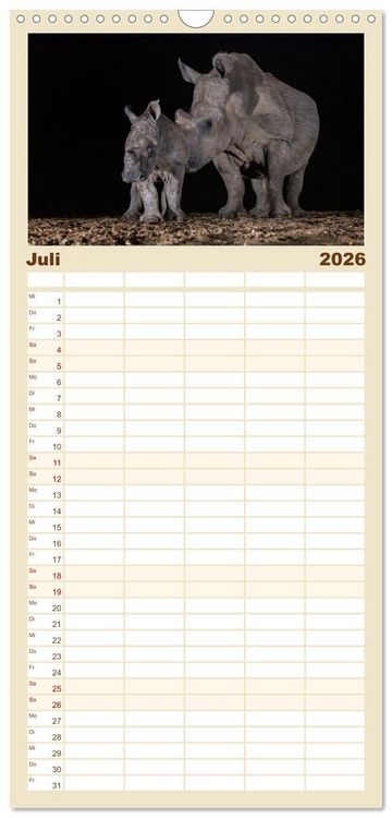 Produktbild: Familienplaner 2026 - S&uuml;dafrika wunderbare Tierwelt mit 5 Spalten (Wandkalender, 21 x 45 cm) CALVENDO