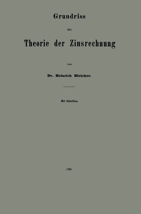 Produktbild: Grundriss der Theorie der Zinsrechnung