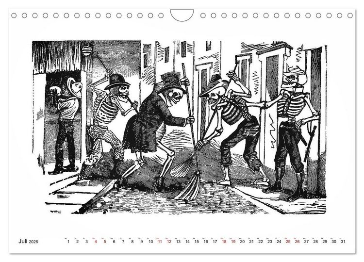 Produktbild: Calaveras - Totenk&ouml;pfe und Skelette (Wandkalender 2026 DIN A4 quer), CALVENDO Monatskalender