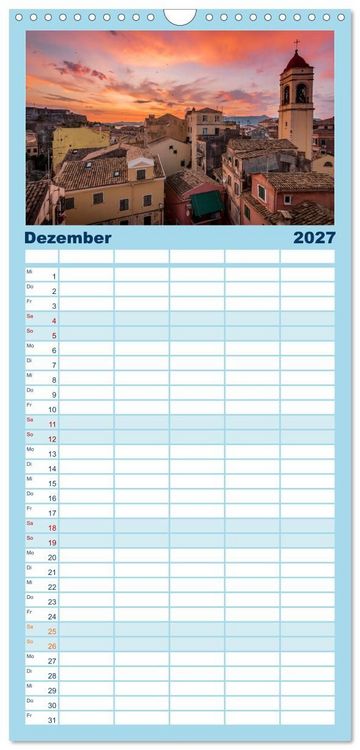 Produktbild: Familienplaner 2027 - Korfu - Gr&uuml;ne Insel im Ionischen Meer mit 5 Spalten (Wandkalender, 21 x 45 cm) CALVENDO