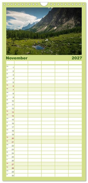 Produktbild: Familienplaner 2027 - Natur im Aostatal mit 5 Spalten (Wandkalender, 21 x 45 cm) CALVENDO